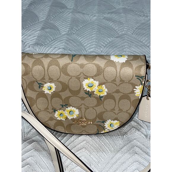 Coach Ellen Crossbody C3597 Signature Canvas Daisy Print Light Khaki - Picture 5 of 14